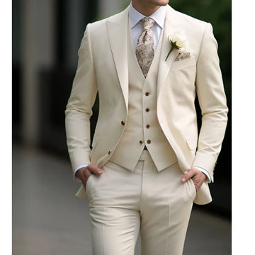 Aidase High Quality Elegant Wedding Men Suits Solid Color Peak Lapel Single Breasted Formal Blazer Bespoke 3 Piece Jacket Pants Vest aidase-shop